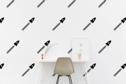 Space Ship Wall Decal Kids Room Rocket Wall Sticker, Nursery, Bedroom Pattern Wallpaper Vinyl Decals Stickers Home Decor - thumbnail 1