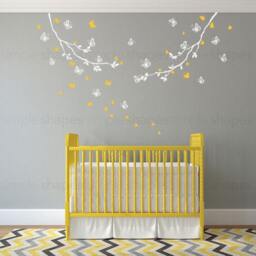 Butterfly Branch Wall Decal Nursery Decor, Baby Crib Decals - thumbnail 2
