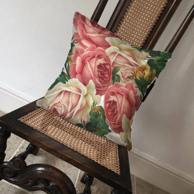 Vintage Roses Flowers Rose - Cushion Cover Case Or Stuffed With Insert - image 1