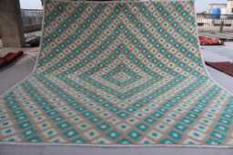 9x10 Ft Brown Turquoise Geometric Unique Design Afghan Kilim Rug, Wool Handmade Flatweave Boho Oriental Vintage Living Room Bedroom Rug - thumbnail 1