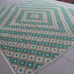 9x10 Ft Brown Turquoise Geometric Unique Design Afghan Kilim Rug, Wool Handmade Flatweave Boho Oriental Vintage Living Room Bedroom Rug - thumbnail 2