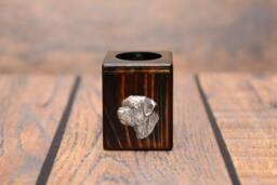 Border Terrier - Wooden Candlestick With Dog, Souvenir, Decoration, Limited Edition, Collection - thumbnail 1
