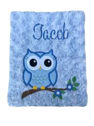 Owl Personalised Blue Blanket/Throw - thumbnail 1