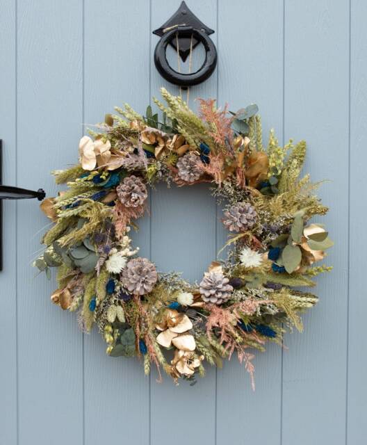 Dried Flower Wreath, Festive Sparkles Design. A Handcrafted Winter Wreath, A Natural Christmas Decoration To Keep Or Gift - image 1