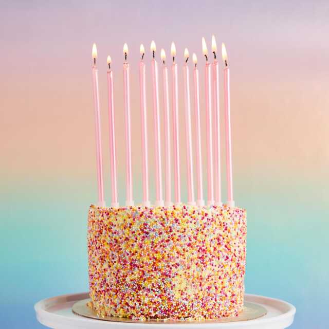 Pink Tall Skinny Wax Candles 12 Pack - image 1
