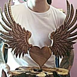 Angel Wings, Home Decor, Decor, Wooden Heart, Heart Sculpture, Wooden Sculpture, Spiritual, Wood Carving, Angel Art, Wood Heart, Unique Gift - thumbnail 4