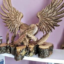 Angel Wings, Home Decor, Decor, Wooden Heart, Heart Sculpture, Wooden Sculpture, Spiritual, Wood Carving, Angel Art, Wood Heart, Unique Gift - thumbnail 3