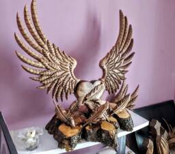 Angel Wings, Home Decor, Decor, Wooden Heart, Heart Sculpture, Wooden Sculpture, Spiritual, Wood Carving, Angel Art, Wood Heart, Unique Gift