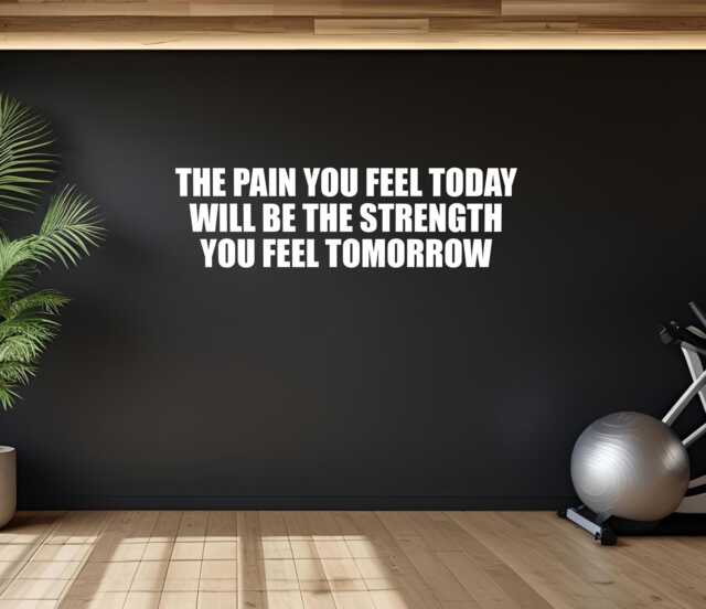 Inspirational Fitness Quote Sticker, Home Wall Decal, Gym Motivation. The Pain You Feel Today Will Be Strength Tomorrow - image 1