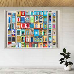 Colourful Houses & Doors 3D Window View Wall Sticker Poster Decal A950 - thumbnail 2