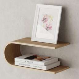 Floating Wall Display Shelf, Modern Bedroom Shelves, Small Wooden Shelving, Geometric Hanging Ledge, Invisible Bracket Unit - thumbnail 1