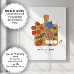 Rustic Charcuterie Board Fruit & Cheese Kitchen Illustration Canvas Wall Art Print Decor Picture Ready To Hang - thumbnail 3