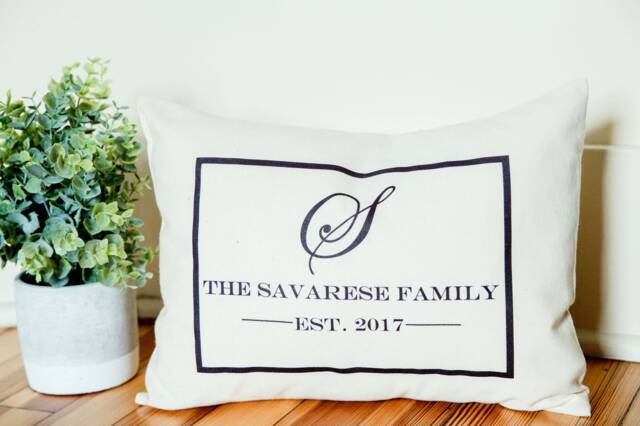 Personalized Monogram Pillow, Cotton Anniversary, 2nd Anniversary, Christmas Gift, Mother's Day Wedding Gift Idea - image 1