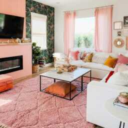Hand Tufted Pink Diamond Moroccan Rug, Shag Berber Carpet, Boho Area Living Room Rugs - thumbnail 3