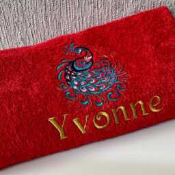 Personalized Embroidered Peacock Towel Sparkling Cotton Bath & Hand Towel - thumbnail 4