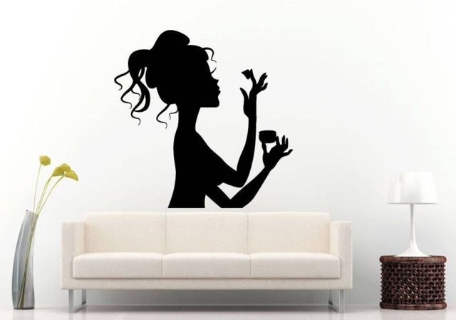 Girl Makeup Face Spa Salon Hairstyle Beauty Shop Fashion Diy Wall Stickers Decals Vinyl Mural Decor Art L2167 - image 1
