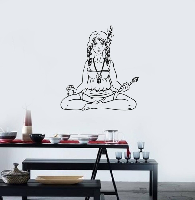 Hippie Girl Vinyl Wall Decal Artist Teen Room Teenage Decor Stickers Mural - #2581Di - image 1