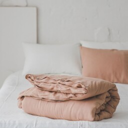 Linen Duvet Cover in Misty Rose, Natural Softened Linen With Coconut Buttons, King, Queen, Twin Cover, Pink Bedding - thumbnail 3