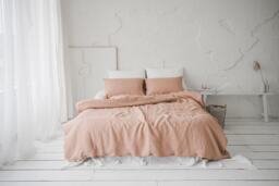 Linen Duvet Cover in Misty Rose, Natural Softened Linen With Coconut Buttons, King, Queen, Twin Cover, Pink Bedding
