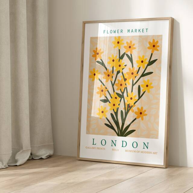 Flower Market Print, Modern Floral Art, Gallery Wall Plant Boho, Living Room, Bedroom, Kitchen Poster 1635 - image 1