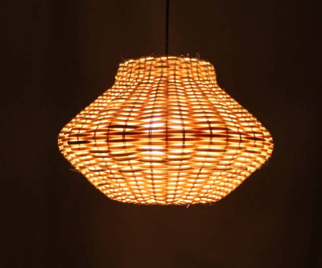 "Rattan Pendant Light - Natural Woven Lighting, Width 15"" X Height 9.8" - image 1