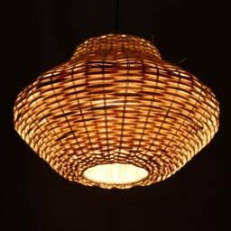 "Rattan Pendant Light - Natural Woven Lighting, Width 15"" X Height 9.8" - thumbnail 2