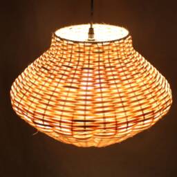 "Rattan Pendant Light - Natural Woven Lighting, Width 15"" X Height 9.8" - thumbnail 3
