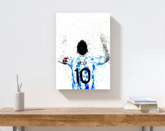 Lionel Messi Celebration Canvas Art Print Argentina Soccer Gift - image 1