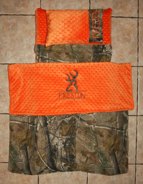 Custom Appliqued Camo Nap Mat Cover, Blanket, Pillow & Case - image 1