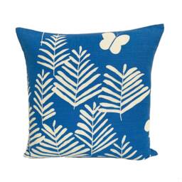 Vera Neumann For Schumacher - Fern Silhouette Blue Crisp Graphic Botanical Designer Cushion Cover Handmade Throw Pillow Luxury Home - thumbnail 2