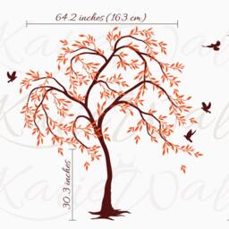 Nursery Tree Wall Decals With Cute Birds Also Known As Wall Tattoo Large Leaves, Baby Room Decoration, Stickers Kw30_2 - thumbnail 2