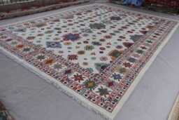 10x14 Beige Tribal Area Rug, Large Afghan Hand Knotted Wool Contemporary Farmhouse Decor Oriental Dining Table Rug - thumbnail 1