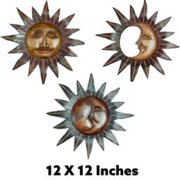 Carved Handmade Wooden New Sun Moon Large Ornament Wall Decor For Home Good Luck - thumbnail 2
