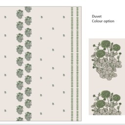 Vintage Style Floral Bed Linen, Pure Cotton French Antique Beige Bedding, Green Bedding Set With Pillow Cases, Cottage Farmhouse - thumbnail 4