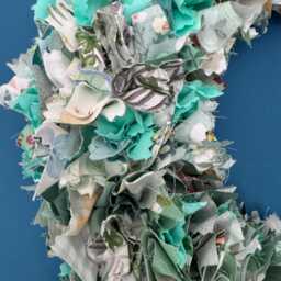 Easter Wreath - Spring Rag Handcrafted Patterned & Plain Fabrics Shabby Chic Quirky Wall Or Door Decor Perfect Gift - thumbnail 2