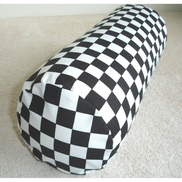 "Bolster Pillow Cylinder Cover Black & White 2 Tone Two Monochrome Ska Check Cushion Sham Case 6"" 8"" 9"" 10"" 12"" 16"" 18"" 20"" 24" - image 1