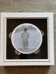 Hand-Drawn Liam Gallagher Oasis Tambourine Art in Wood Frame - thumbnail 1