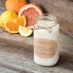 Citrus Soy Candle, Wax Lemon Scented Orange Grapefruit Clean Candle Tin, Container - thumbnail 2