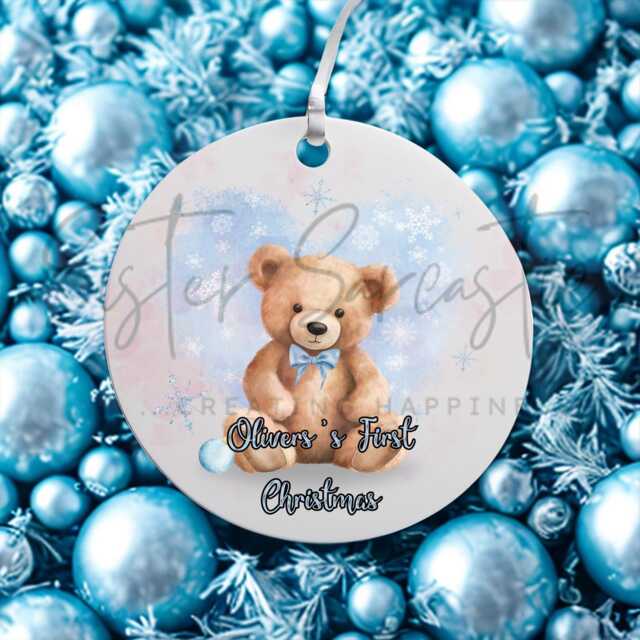 Personalised Baby Boy Christmas Decoration - Grandson First Gift 1St Bauble Stocking Filler Eve Box - image 1