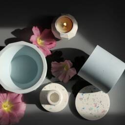 Concrete Gift Set Geometric Planter, Terrazzo Jewelry Box, Candlestick Holder - thumbnail 2