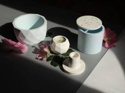 Concrete Gift Set Geometric Planter, Terrazzo Jewelry Box, Candlestick Holder - thumbnail 1