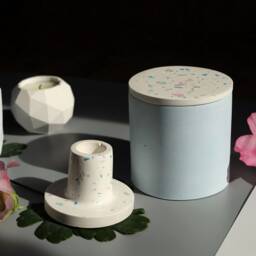 Concrete Gift Set Geometric Planter, Terrazzo Jewelry Box, Candlestick Holder - thumbnail 4