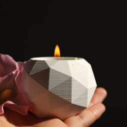 Concrete Gift Set Geometric Planter, Terrazzo Jewelry Box, Candlestick Holder - thumbnail 3