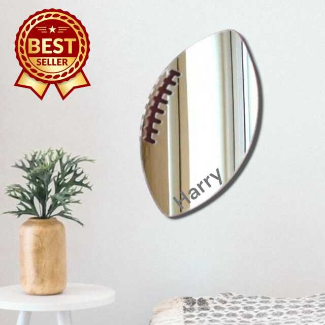 Rugby Ball Large Acrylic Mirror Wall Art - Many Size Options - Bespoke Items Made - image 1