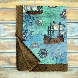 Nautical Baby Blanket - Pirate Nursery Bedding Personalized Minky - thumbnail 1
