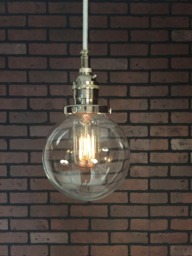 "Industrial Pendant -Chrome 5"" Small Glass Globe Shade With Patented ""Huila Connectors"
