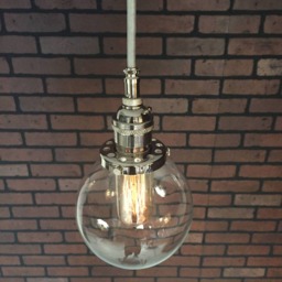 "Industrial Pendant -Chrome 5"" Small Glass Globe Shade With Patented ""Huila Connectors" - thumbnail 3