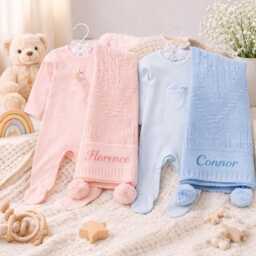 Personalised Baby Gift Set - Embroidered Blanket, Sleepsuit, Custom Name Keepsake - thumbnail 1