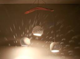 Claylight Boomerang Three - Modern Chandelier Three Light Pendant Sculptural Ceramic Lighting