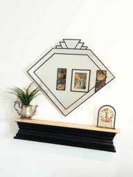 Extra Large Art Deco Wall Mirror, Vintage Style Overmantle Mirror - thumbnail 1